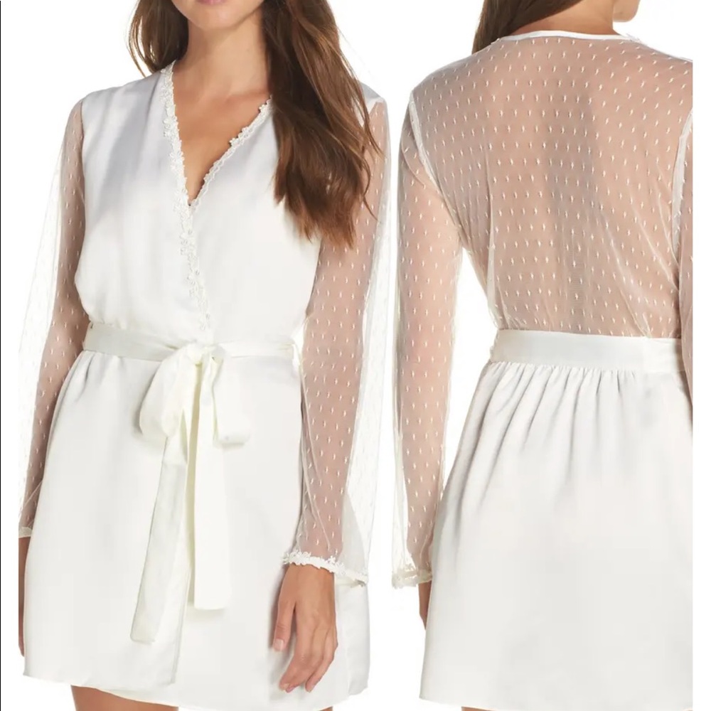 Nordstrom White Lace Bridal Robe